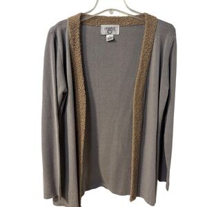 Cervelle VTG Mauve Brown Women's Open Front Minimalist Classy Sweater Size Med